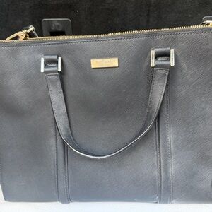 kate spade Black Saffiano Leather Satchel with Gold Hardware